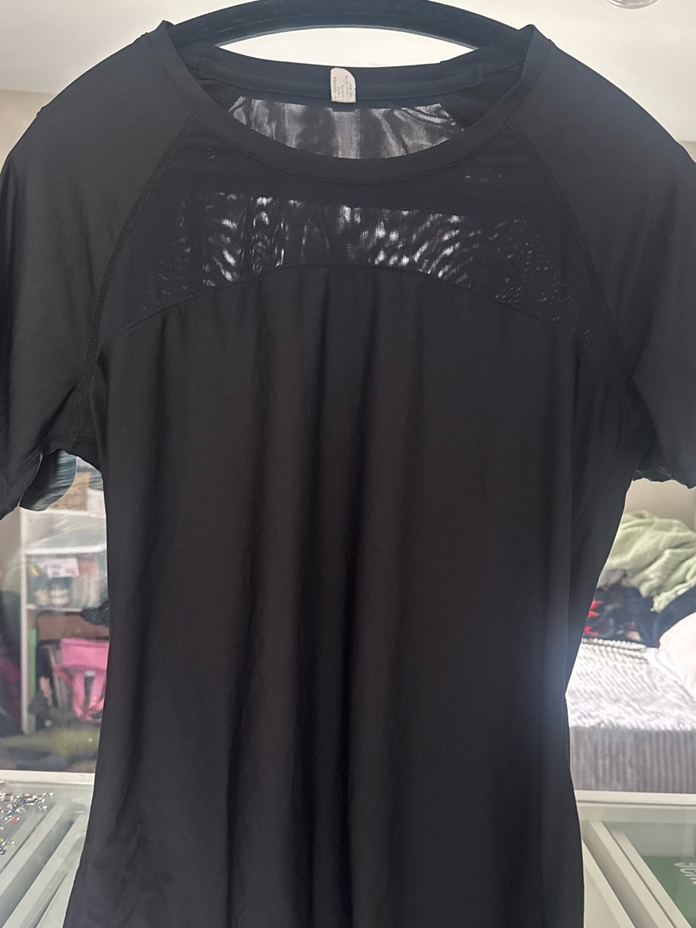 Under Armour Black Short-Sleeve Mesh Yoke Athletic Tee